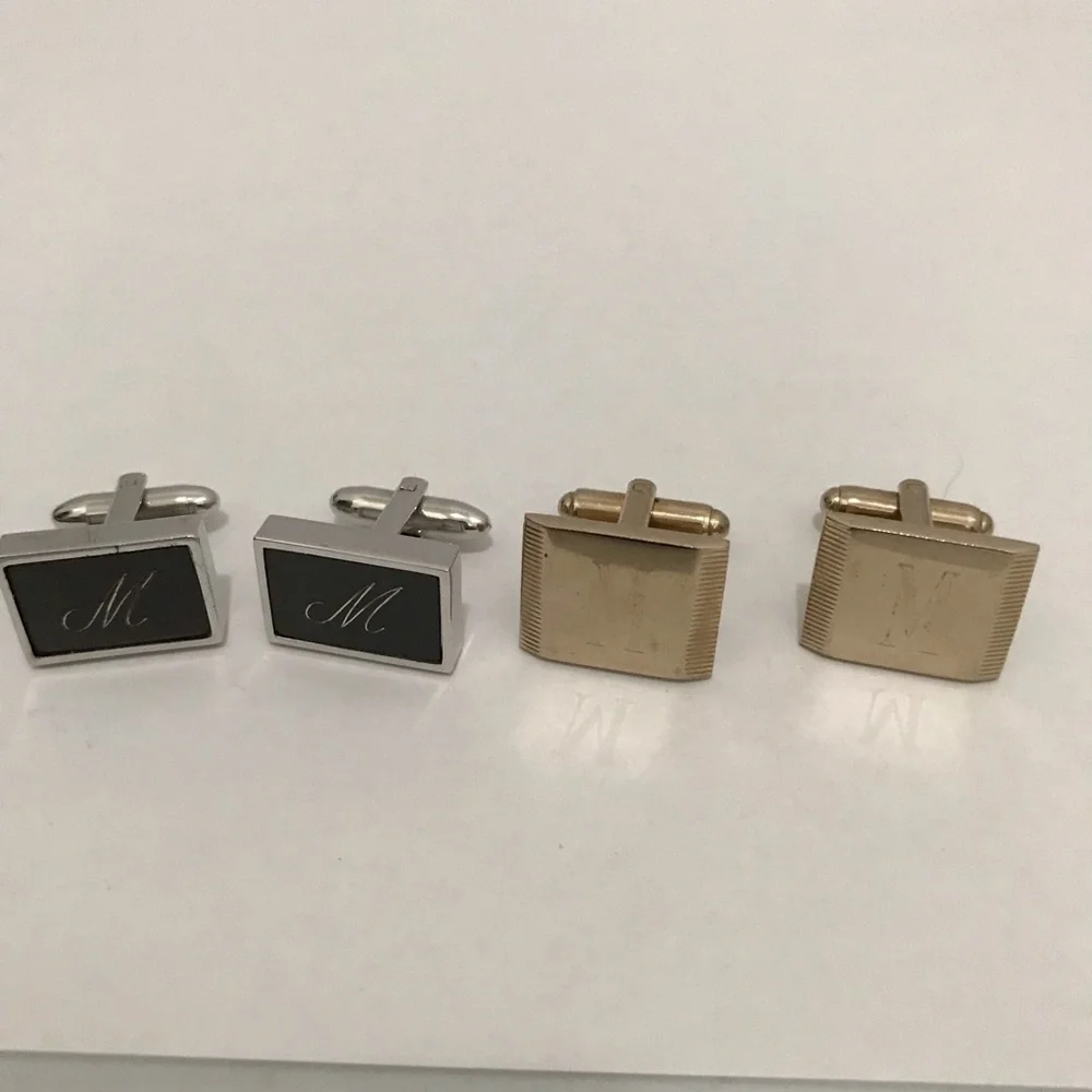 Elegant Silver and Gold Cufflinks Letter M Set